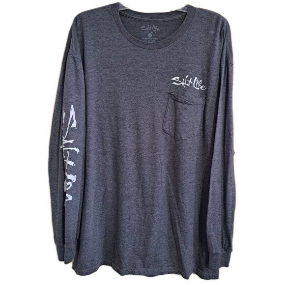 Salt Life Men's XL Long Sleeve Dark Gray  Shirt "Hook, Line & Sinker" - Picture 1 of 8